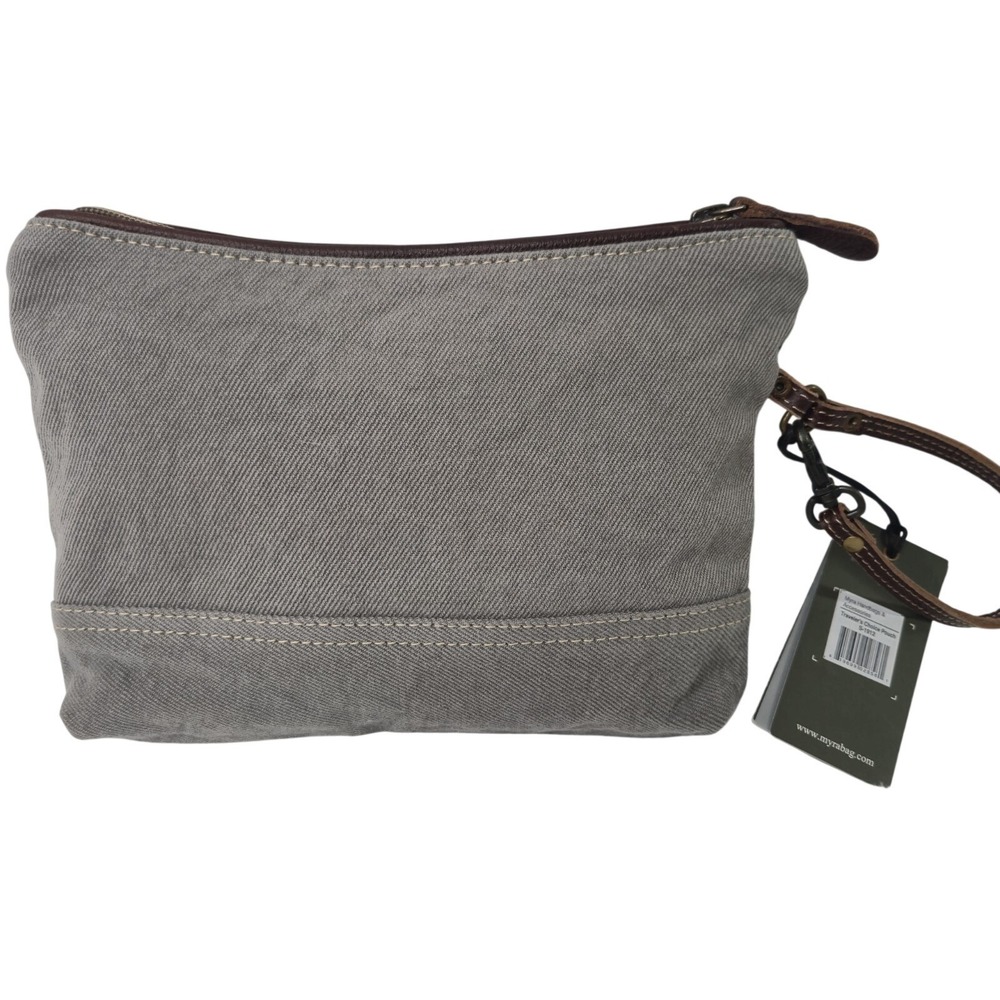 Myra Bag S-1912 Aztec Canvas Leather Pouch Clutch Wristlet Traveler New - Picture 2 of 9